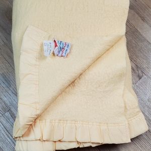 Wool Blanket Yellow Imported Macy Associates 100%